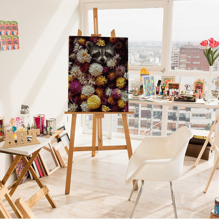 Szop pracz w kwiatach Obraz Do Malowania Po Numerach