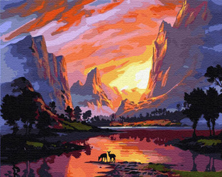 Wschód Słońca Na Sawannie Malowanie Po Numerach