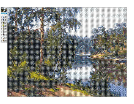 Mozaika Diamentowa 5D Bez Ramy Leśna Rzeka Potok 30x40 Haft Diamentowy