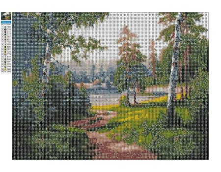 Mozaika Diamentowa 5D Bez Ramy Leśna droga 30x40 Haft Diamentowy