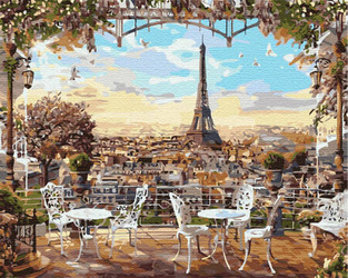 Kawiarnia z widokiem na Wieżę Eiffla Malowanie po Numerach