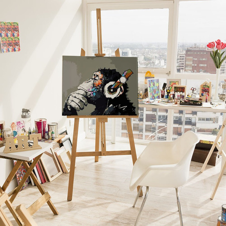 Małpa W Słuchawkach Malowanie Po Numerach