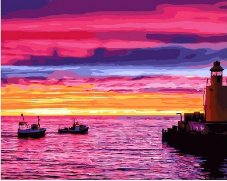Zachód słońca na molo Malowanie Po Numerach