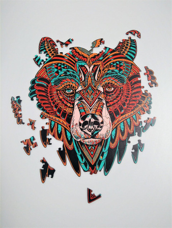 WOOD PUZLE Drewniane Puzzle Niedźwiedź 95 el. Rozmiar 360х300 mm
