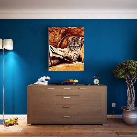 Kot z gazetą Obraz Do Malowania Po Numerach