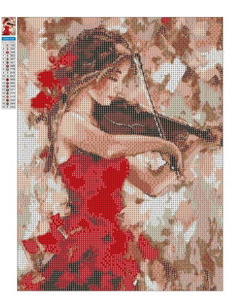 Mozaika Diamentowa 5D Bez Ramy Kobieta ze skrzypcami 30x40 Haft Diamentowy