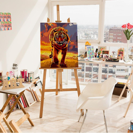 Tygrys W Ciepłych Barwach Obraz Do Malowania Po Numerach