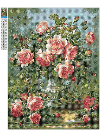 Mozaika Diamentowa 5D Bez Ramy Bukiet Róż 30x40 Haft Diamentowy