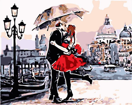 Para pod parasolem Obraz Do Malowania Po Numerach