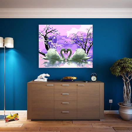 Para łabędzi Obraz Do Malowania Po Numerach