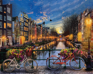 Amsterdam nocą Malowanie Po Numerach