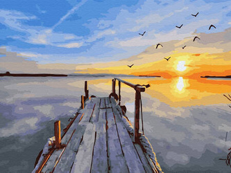 Mozaika Diamentowa 5D Bez Ramy Zachód słońca nad morzem 30x40 Haft Diamentowy