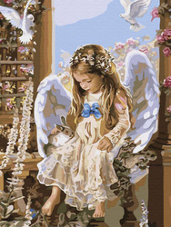 Mozaika Diamentowa 5D Bez Ramy Mały Aniołek 30x40 Haft Diamentowy