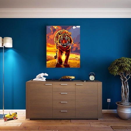 Tygrys W Ciepłych Barwach Obraz Do Malowania Po Numerach