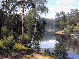 Mozaika Diamentowa 5D Bez Ramy Leśna Rzeka Potok 30x40 Haft Diamentowy