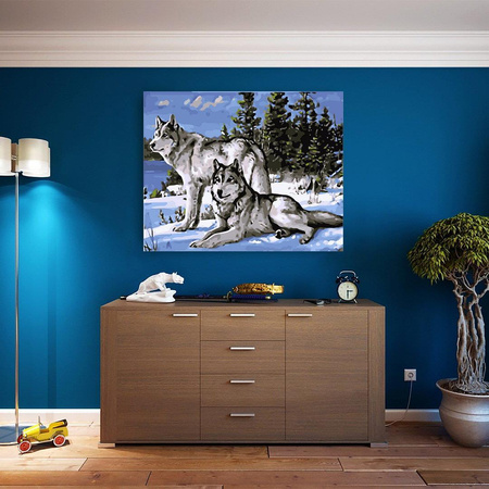 Wilki na śniegu Obraz Do Malowania Po Numerach