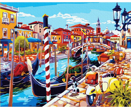 Jasny kanał z gondolami Malowanie po numerach