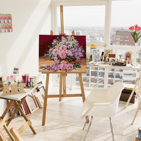 Delikatny różowy bukiet Malowanie po numerach