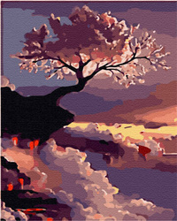 Sakura na skale Obraz Do Malowania Po Numerach