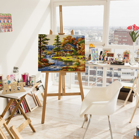 Leśny Domek Nad Rzeką Malowanie Po Numerach