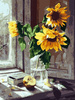 Mozaika Diamentowa 5D Bez Ramy Słonecznik Na Parapecie 30x40 Haft Diamentowy