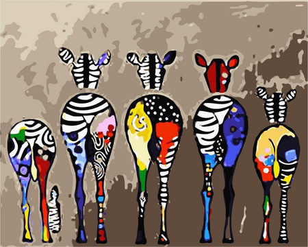 Zebry stojące do tyłu Obraz Do Malowania Po Numerach