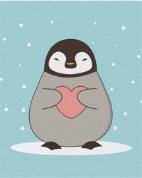 Pingwin z serduszkiem Obraz Do Malowania Po Numerach