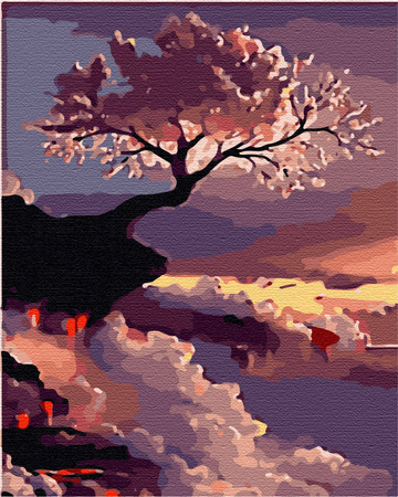 Sakura na skale Obraz Do Malowania Po Numerach