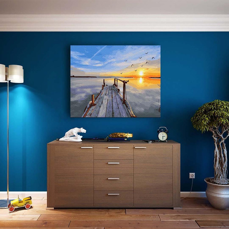 Zachód Słońca Nad Zalewem Obraz Po Numerach Bez Ramy