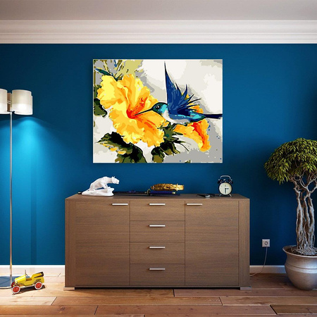 Kolibry i kwiaty Obraz Do Malowania Po Numerach