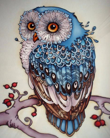 5D Sowa Na Gałęzi Diamond Painting Mozaika 40x30 cm