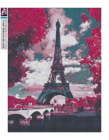 Mozaika Diamentowa 5D Bez Ramy Romantyczna Wieża Eiffla 30x40 Haft Diamentowy
