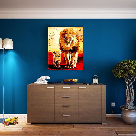 Lew i lwiątko Obraz Do Malowania Po Numerach