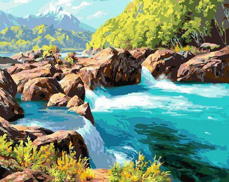 Górska rzeka Malowanie po Numerach