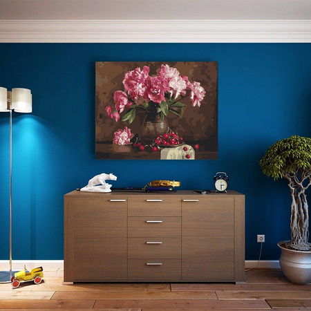 Piwonie i wiśnie Malowanie Po Numerach