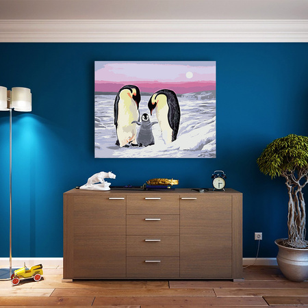 Rodzina Pingwinów Obraz Do Malowania Po Numerach