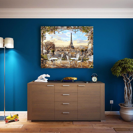 Kawiarnia z widokiem na Wieżę Eiffla Malowanie po Numerach