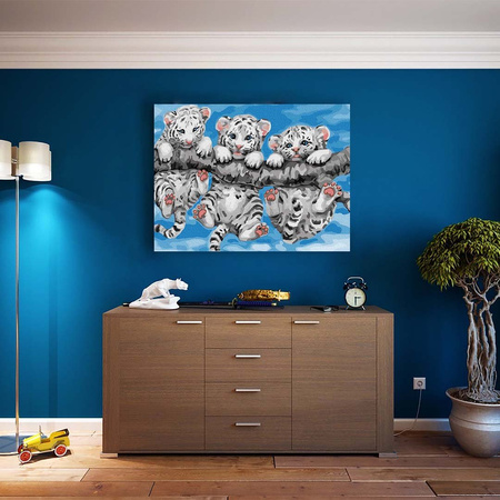 Tygryski na gałęzi 40x30cm Malowanie po numerach