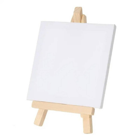 2x Mała Sztaluga + 2x Mini Płótno Malarskie 7x7 cm