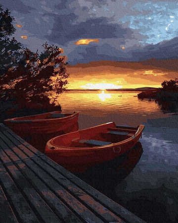 Zachód słońca nad wodą Malowanie po numerach