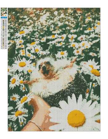 Mozaika Diamentowa 5D Bez Ramy Jeż w stokrotkach 30x40 Haft Diamentowy
