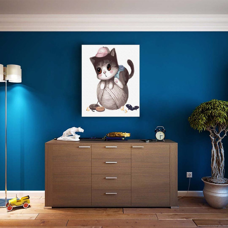 Tęskniący kotek 30x30cm Malowanie po numerach
