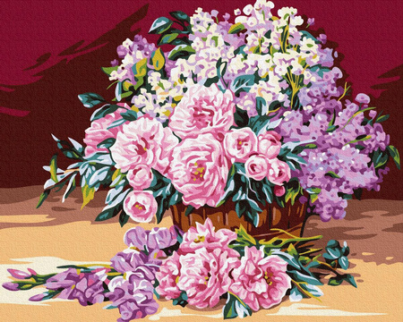 Delikatny różowy bukiet Malowanie po numerach