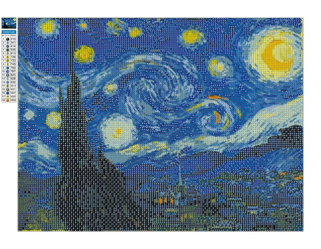 Mozaika Diamentowa 5D Bez Ramy Van Gogh Gwiaździsta Noc 30x40 Haft Diamentowy