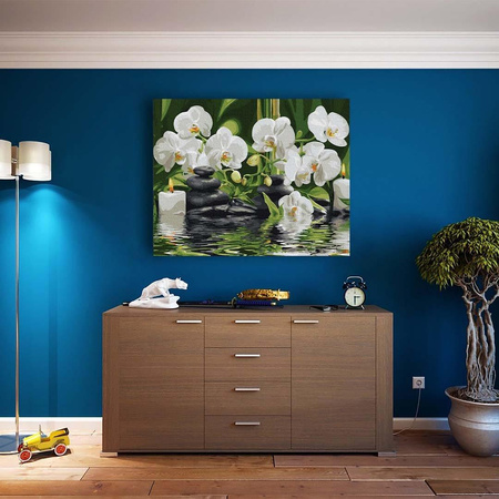 Storczyki w wodzie Obraz Po Numerach Bez Ramy