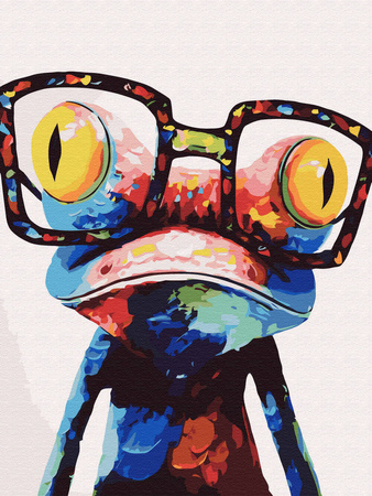 Mozaika Diamentowa 5D Bez Ramy Żaba W Okularach 30x40 Haft Diamentowy