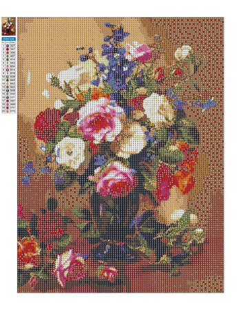 Mozaika Diamentowa 5D Bez Ramy Róże i piwonie 30x40 Haft Diamentowy