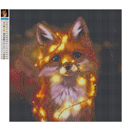 Mozaika Diamentowa 5D Bez Ramy Lisek 30x40 Haft Diamentowy