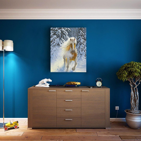 Koń w zimowym lesie Obraz Do Malowania Po Numerach