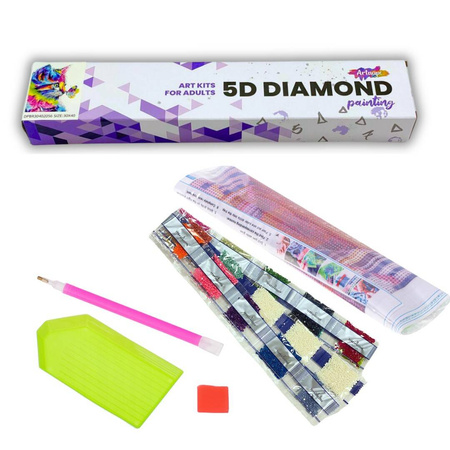 Mozaika Diamentowa 5D Bez Ramy Jeż w stokrotkach 30x40 Haft Diamentowy